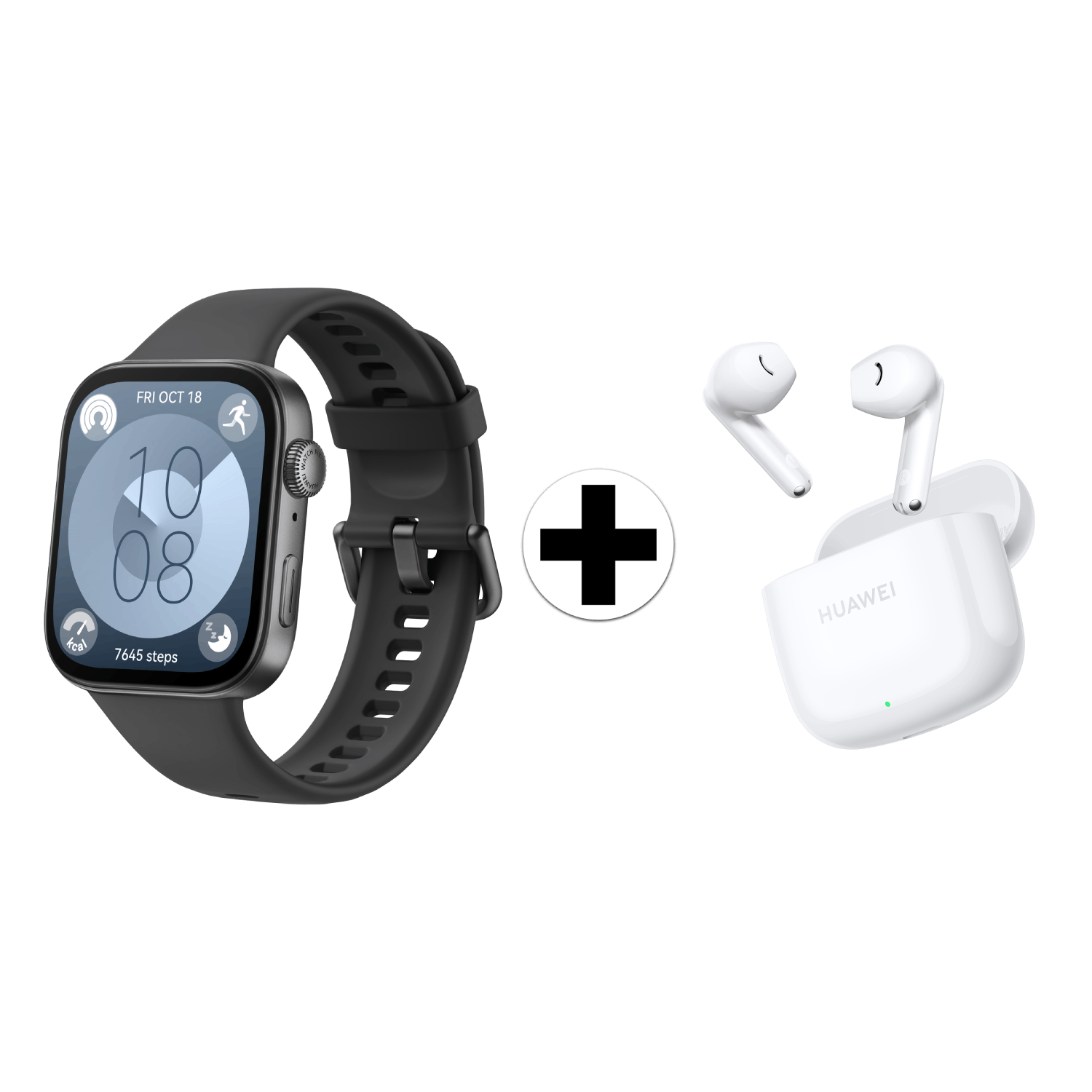 Huawei Watch Fit 3 Smartwatch Zwart + Huawei Freebuds Se 2 Wit