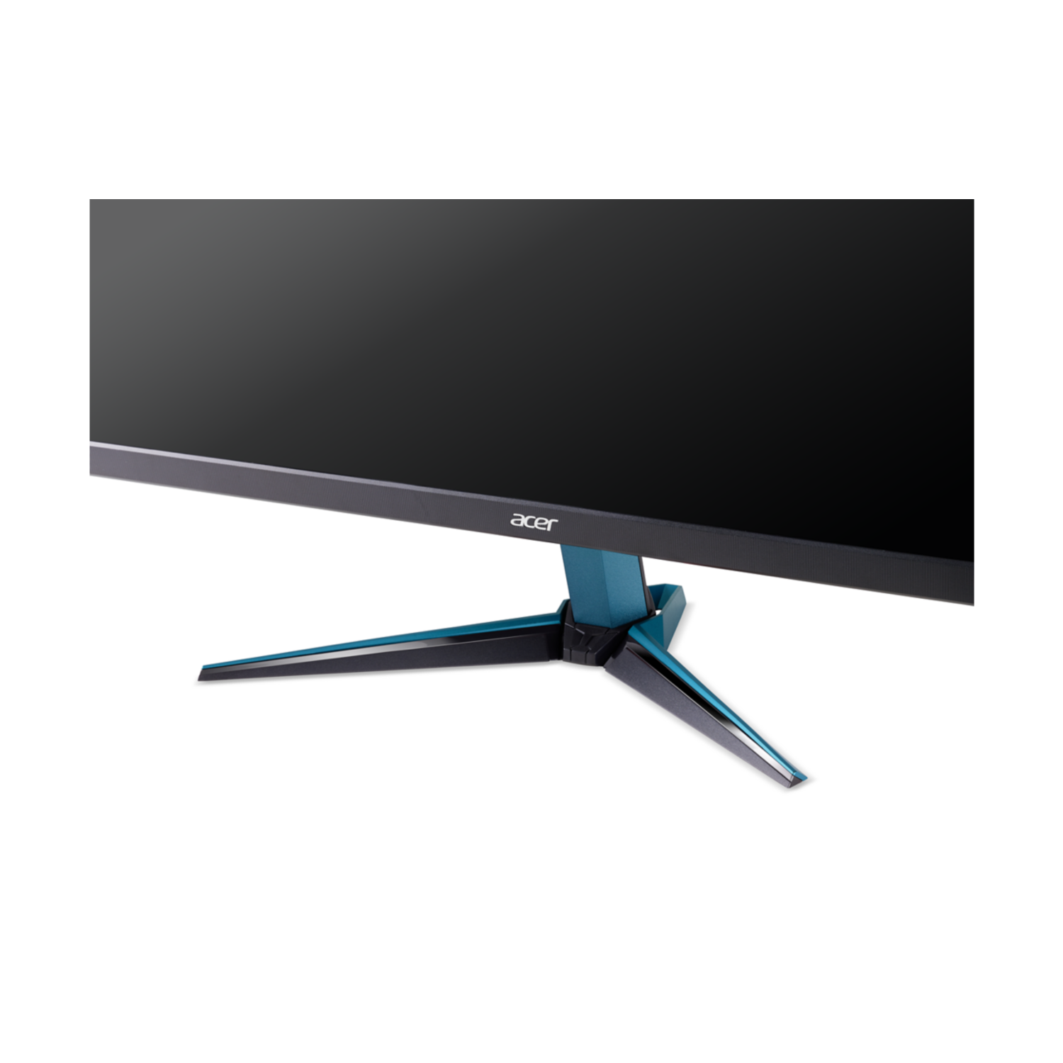 Black monitor with blue accents on a white background.