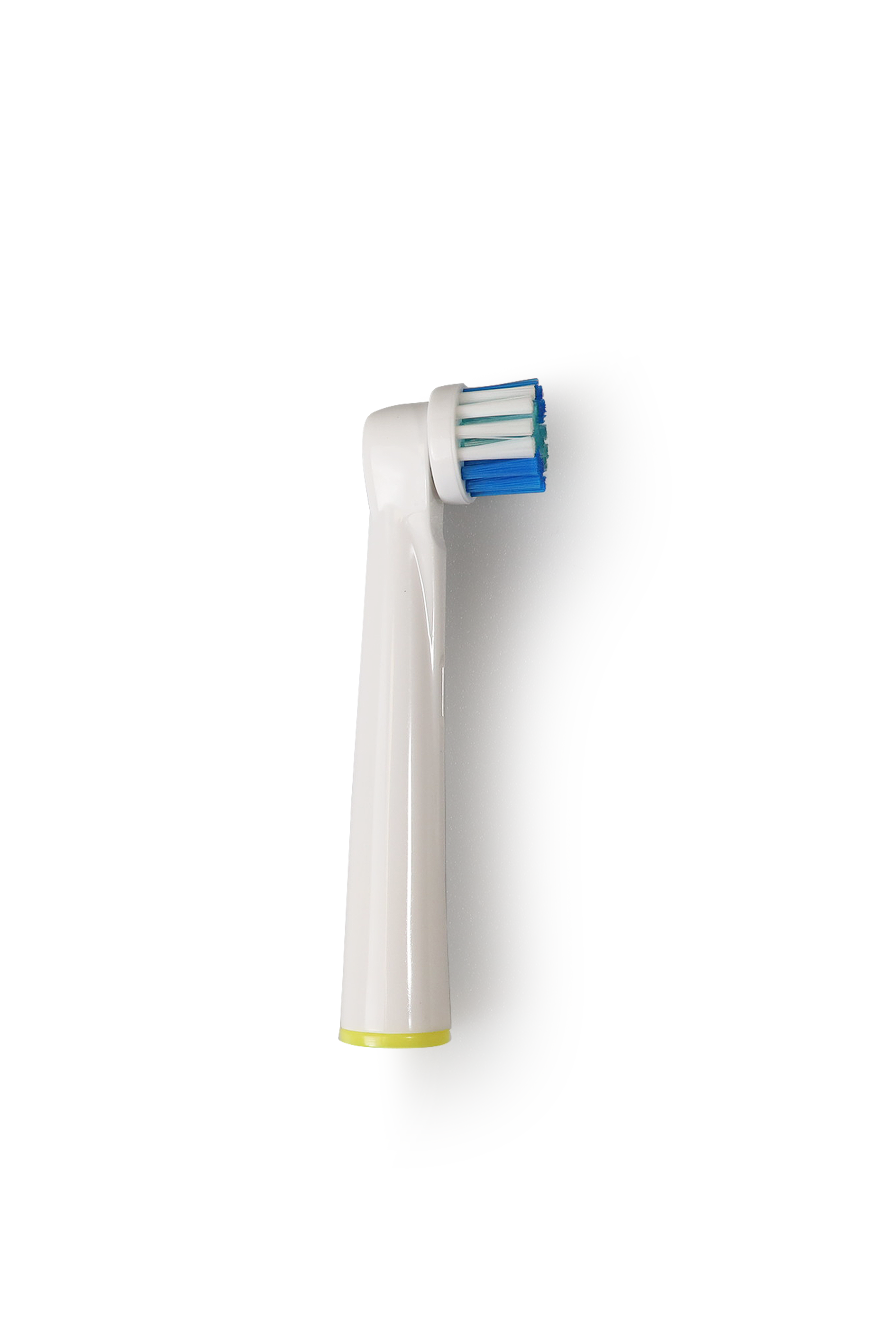 Główka szczoteczki do zębów z niebieskim i zielonym włosiem.