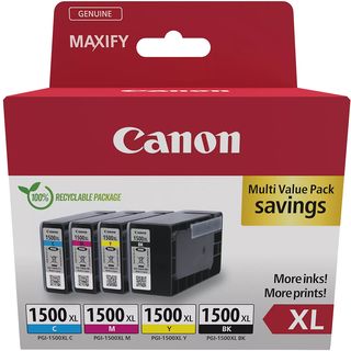 Cartucho de tinta - Canon PGI-1500XL BK/C/M/Y, 12 ml (color), 34.7 ml (negro), Tamaño XL, Negro, Amarillo, Cian, Magenta
