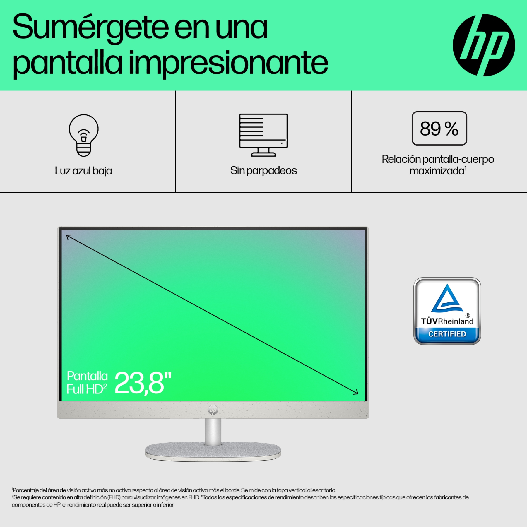 Un monitor blanco con texto y un logotipo.