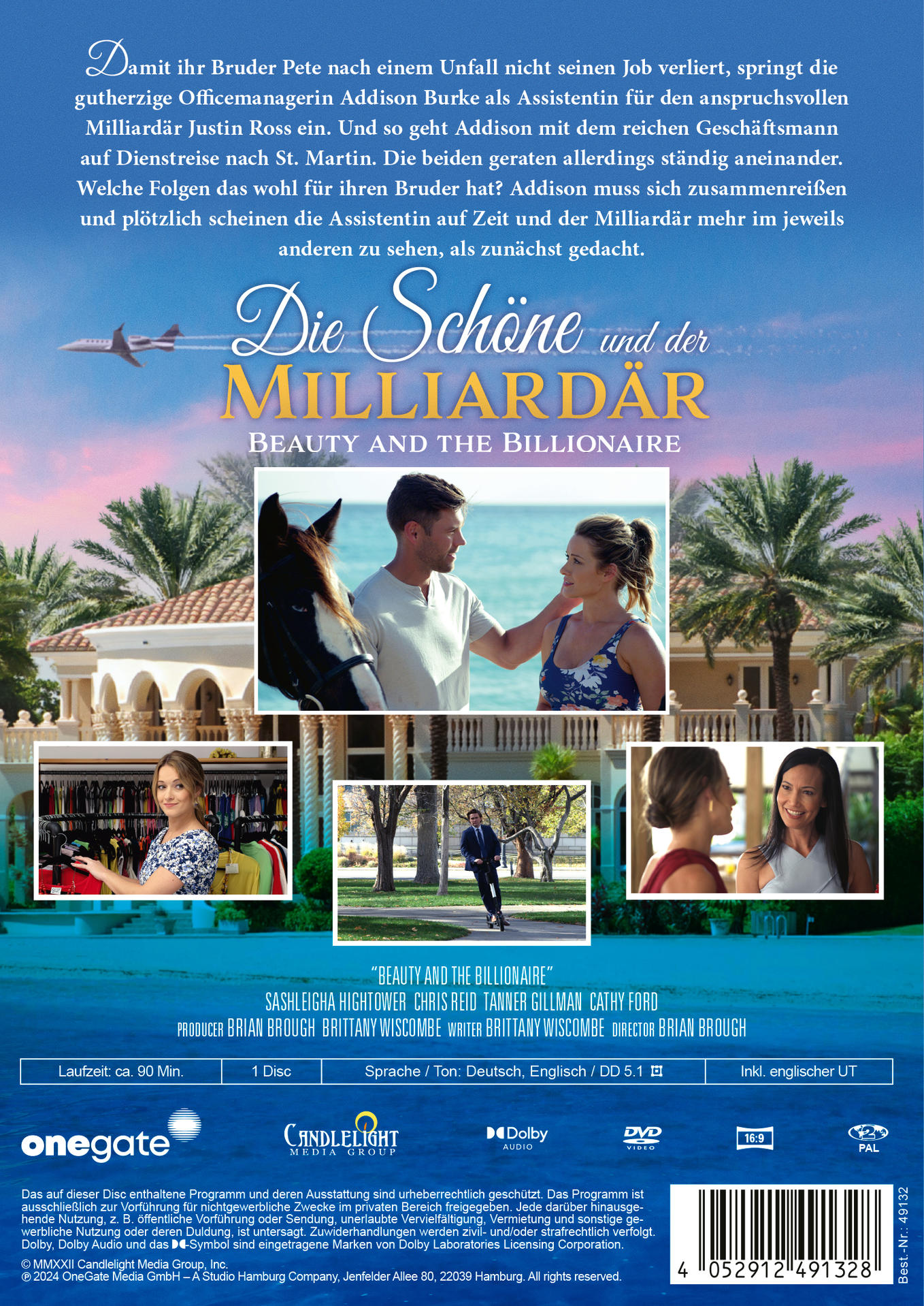 Rückseite einer DVD. Ein Mann und eine Frau, ein Pferd und zwei weitere Bilder.