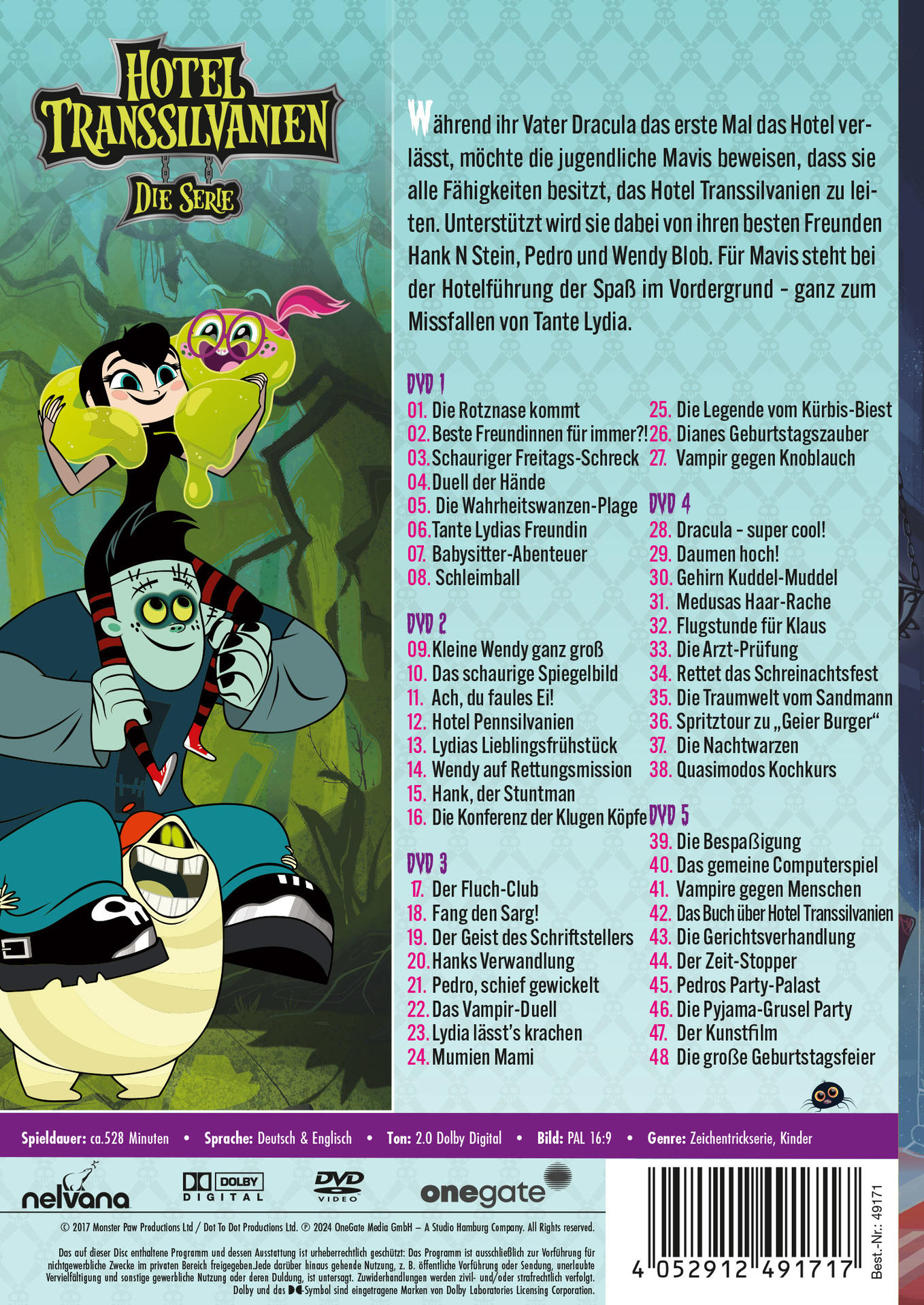 DVD-Cover für eine Zeichentrickserie mit Zeichentrickfiguren und Text.