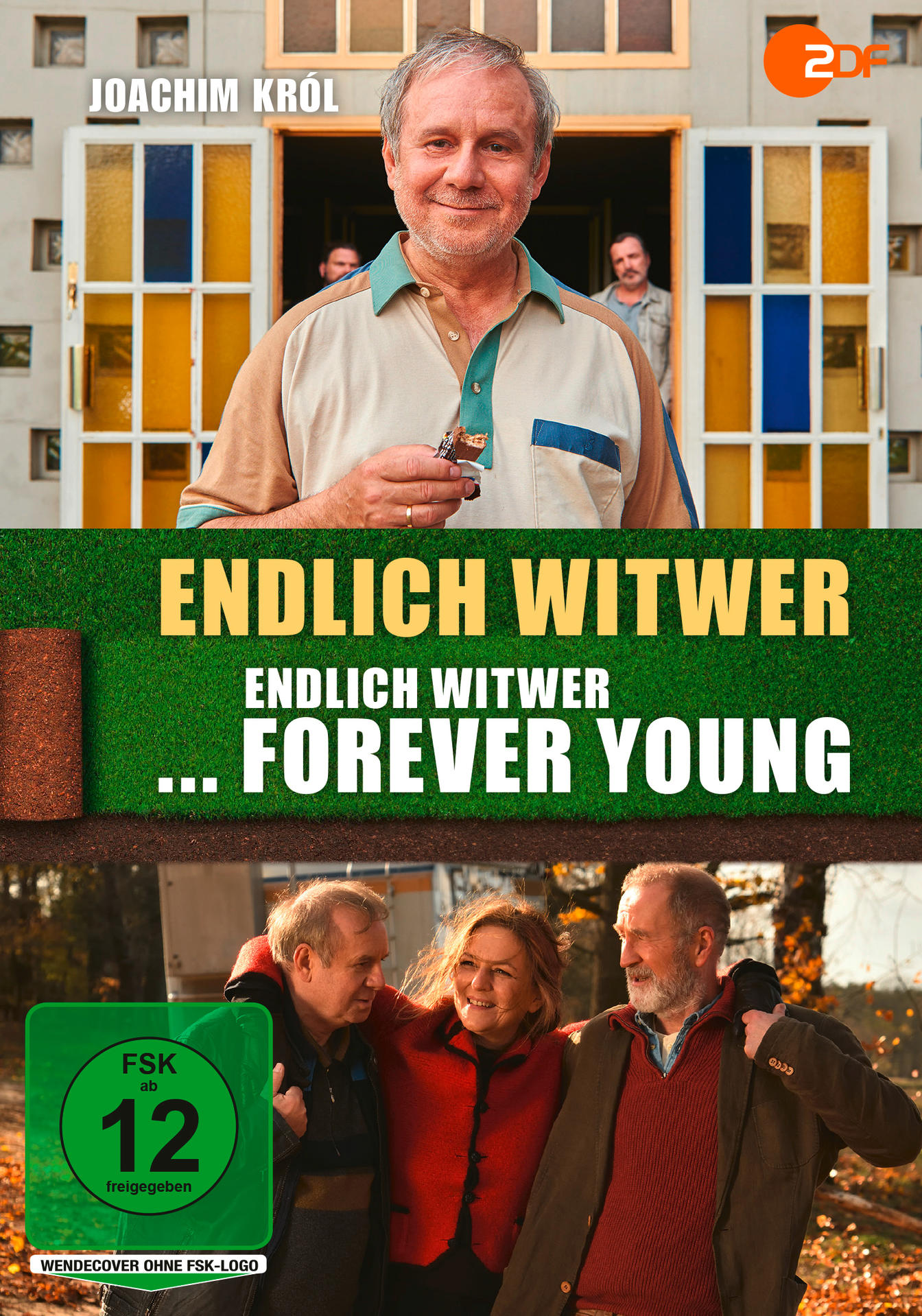 DVD-Cover von "Endlich Witwer" mit Schauspielern und Titel auf Deutsch, FSK 12.