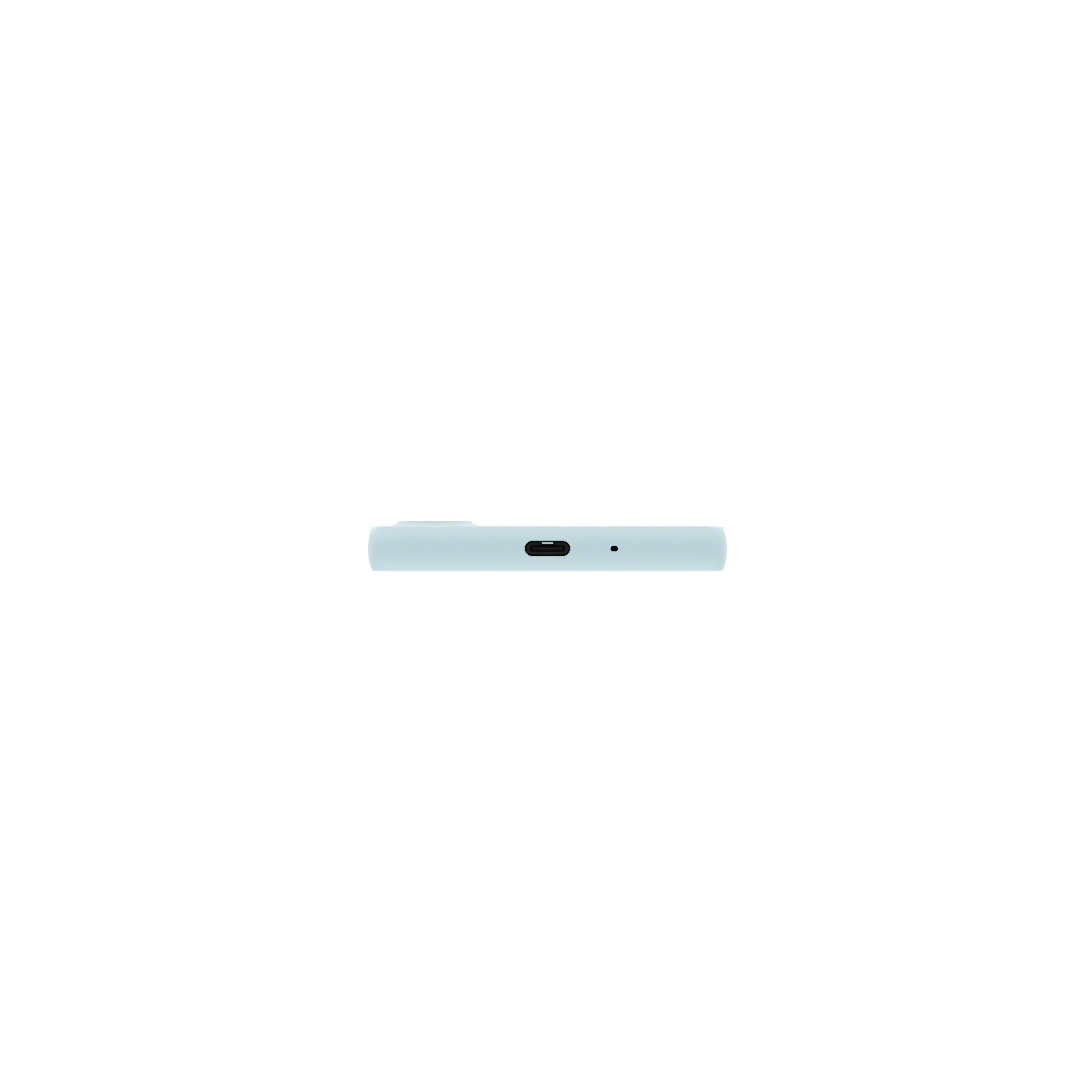 Ein hellblaues Gerät mit einem USB-Anschluss.