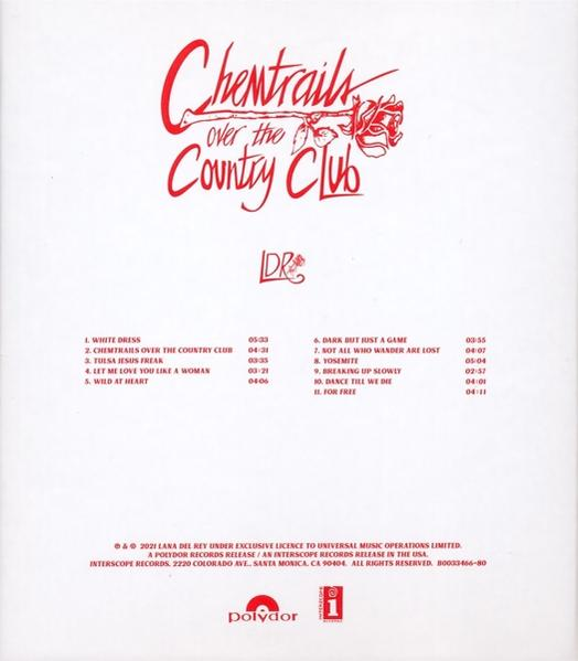 Albumcover mit rotem Text auf weißem Hintergrund, Songtitel aufgelistet.