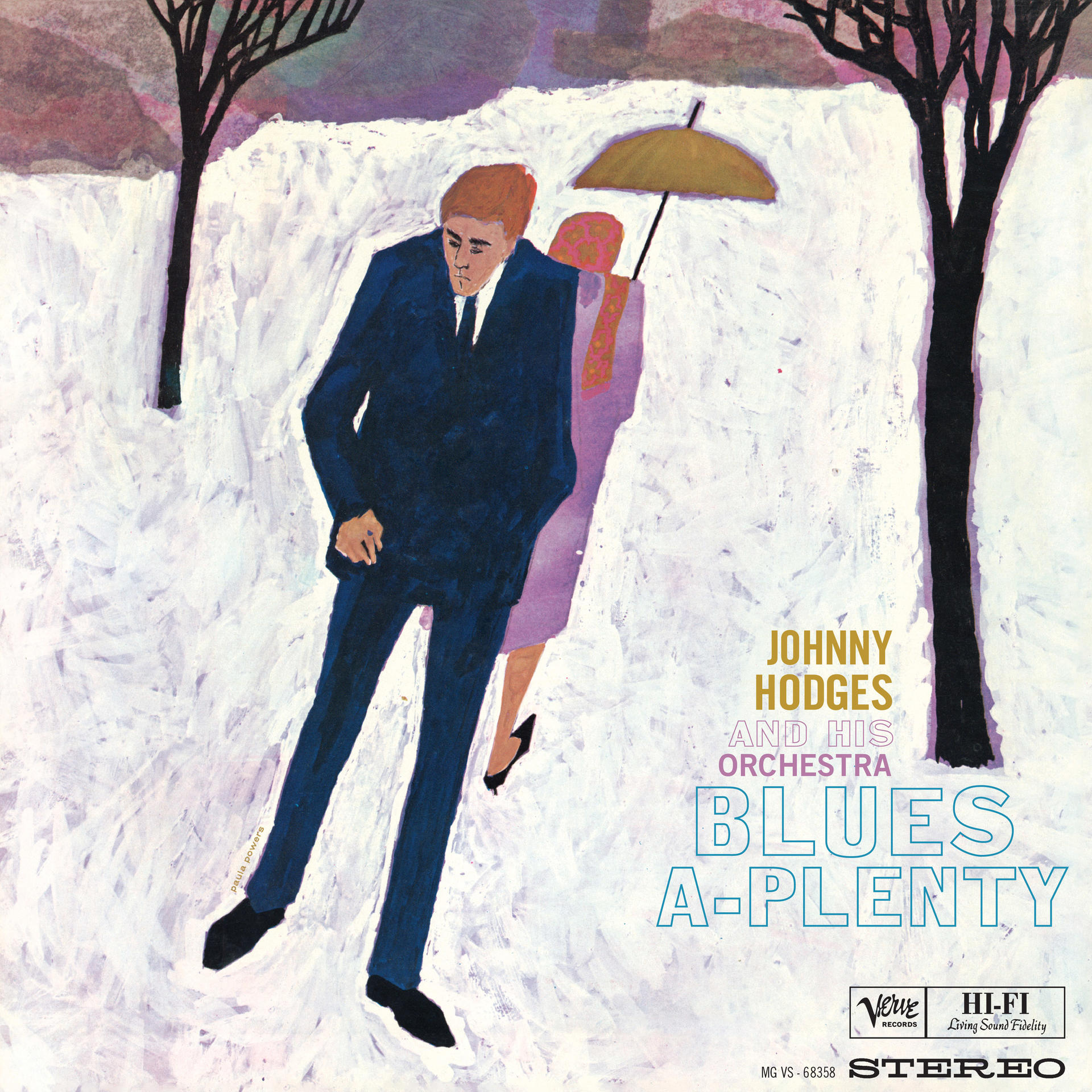Albumcover: Ein Mann im blauen Anzug geht mit einer Frau unter einem Schirm im Schnee.