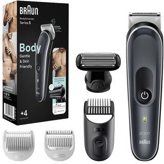 Afeitadora corporal - Braun BodyGroomer Series 5 BG5360, Skinshield, 4 peines fijo, deslizante, al ras y zonas sensibles, Wet&dry, Autonomía 100 min