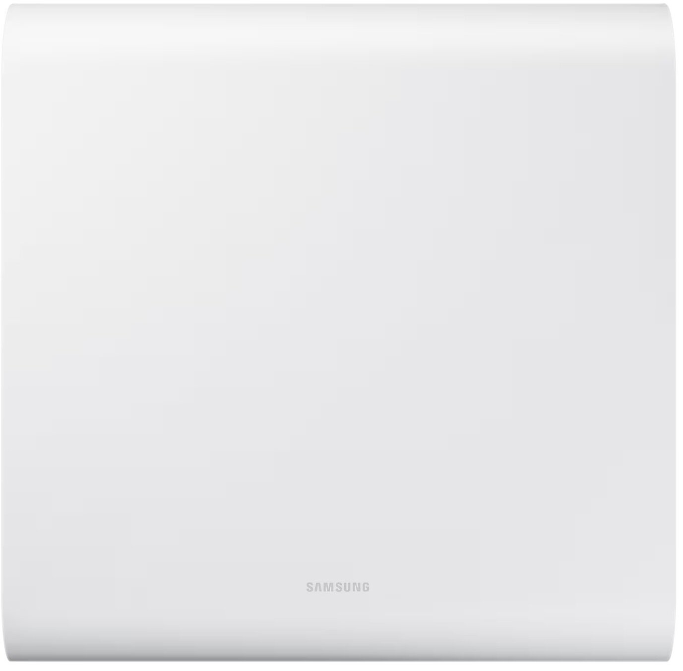 Prosty biały, prostokątny produkt do montażu na ścianie z logo Samsung.