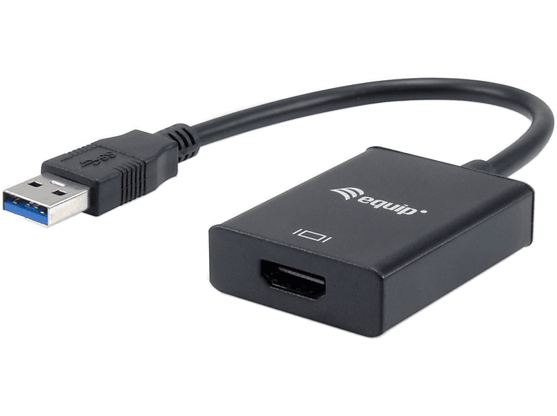 EQUIP USB-A 3.0 - HDMI adapter, 25 cm kábel, max. felbontás 1920x1080, fekete (133385)