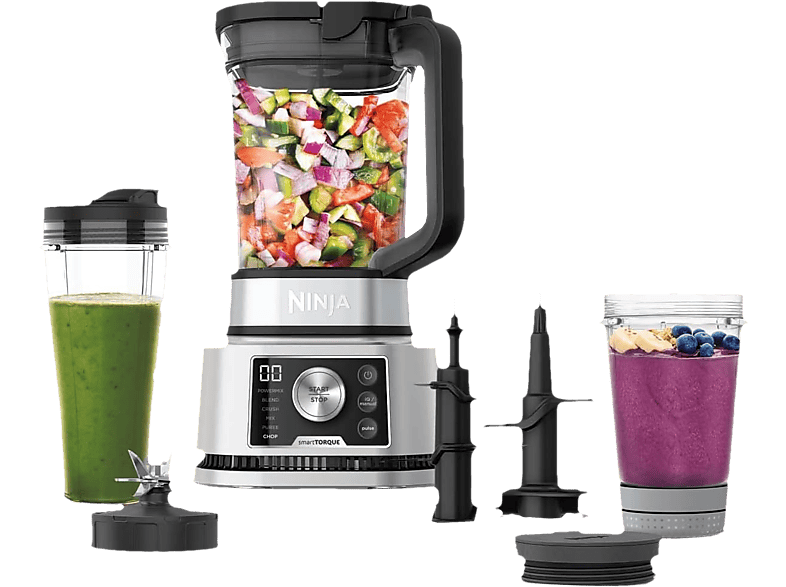 NINJA CB350CH Foodi 3-in-1 Power Nutri Standmixer Silber (1200 W, 2.1 l)