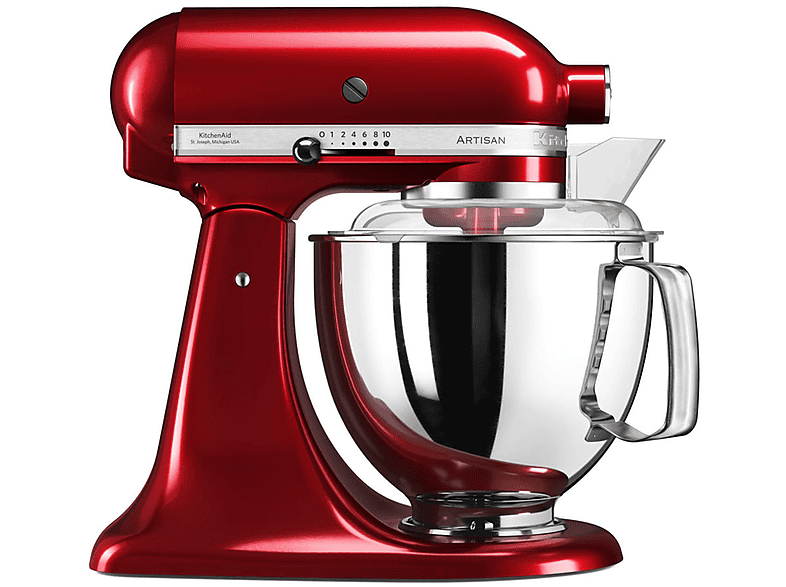 KitchenAid 5Ksm175Pseca Impastatrice Planetaria, 300 W, capacità ciotola 4,8 l, Rosso Mela Metallizzato