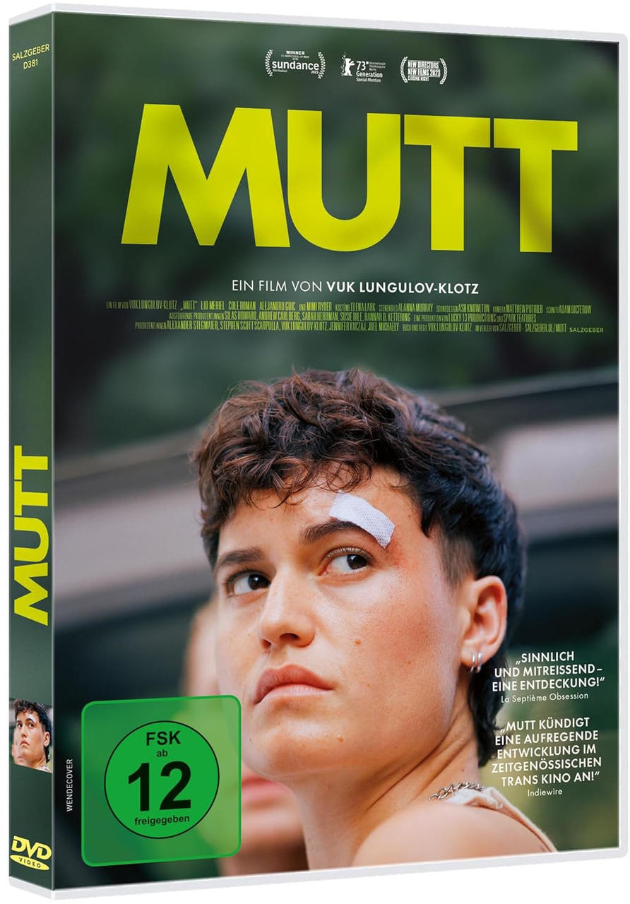 DVD-Cover für den Film MUTT, mit einer Person, die wegschaut und Text.