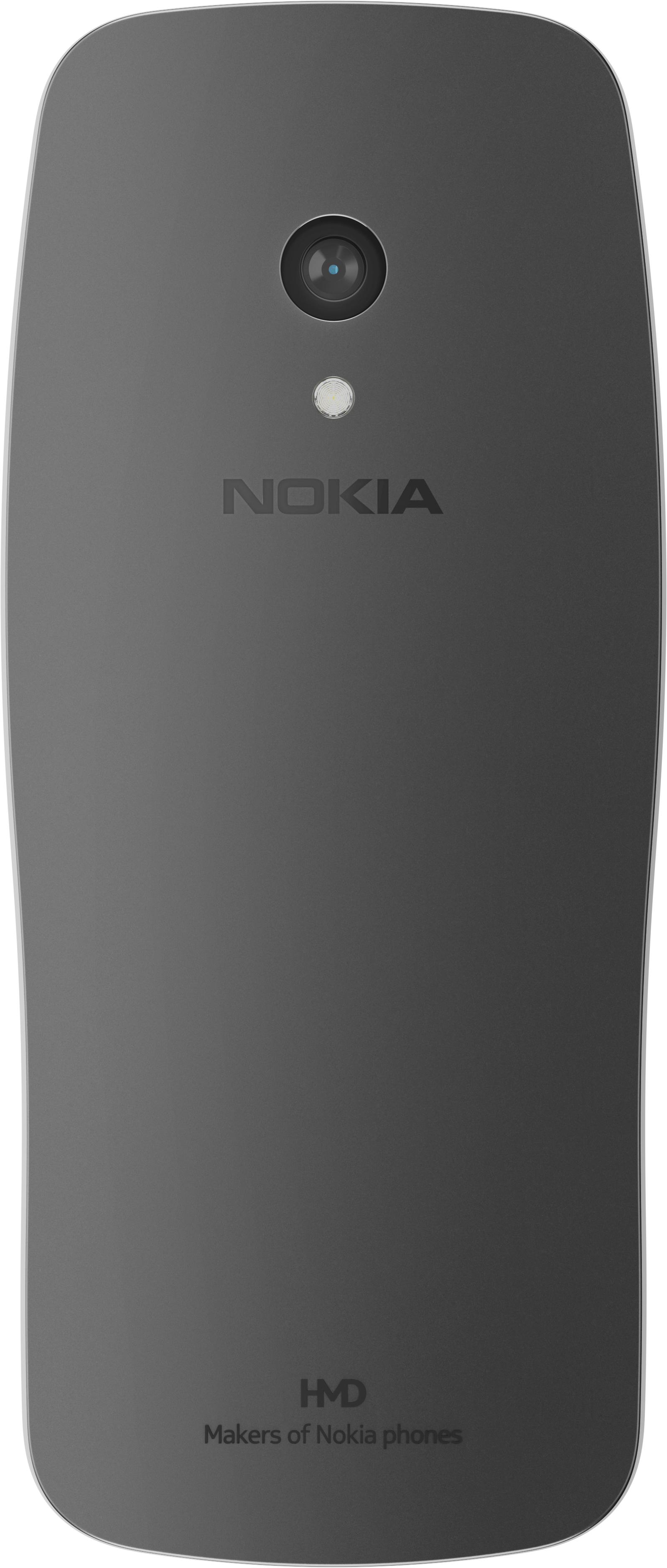 Dos gris d'un téléphone Nokia avec caméra, flash et nom de la marque. En bas: HMD, Fabricants de téléphones Nokia.
