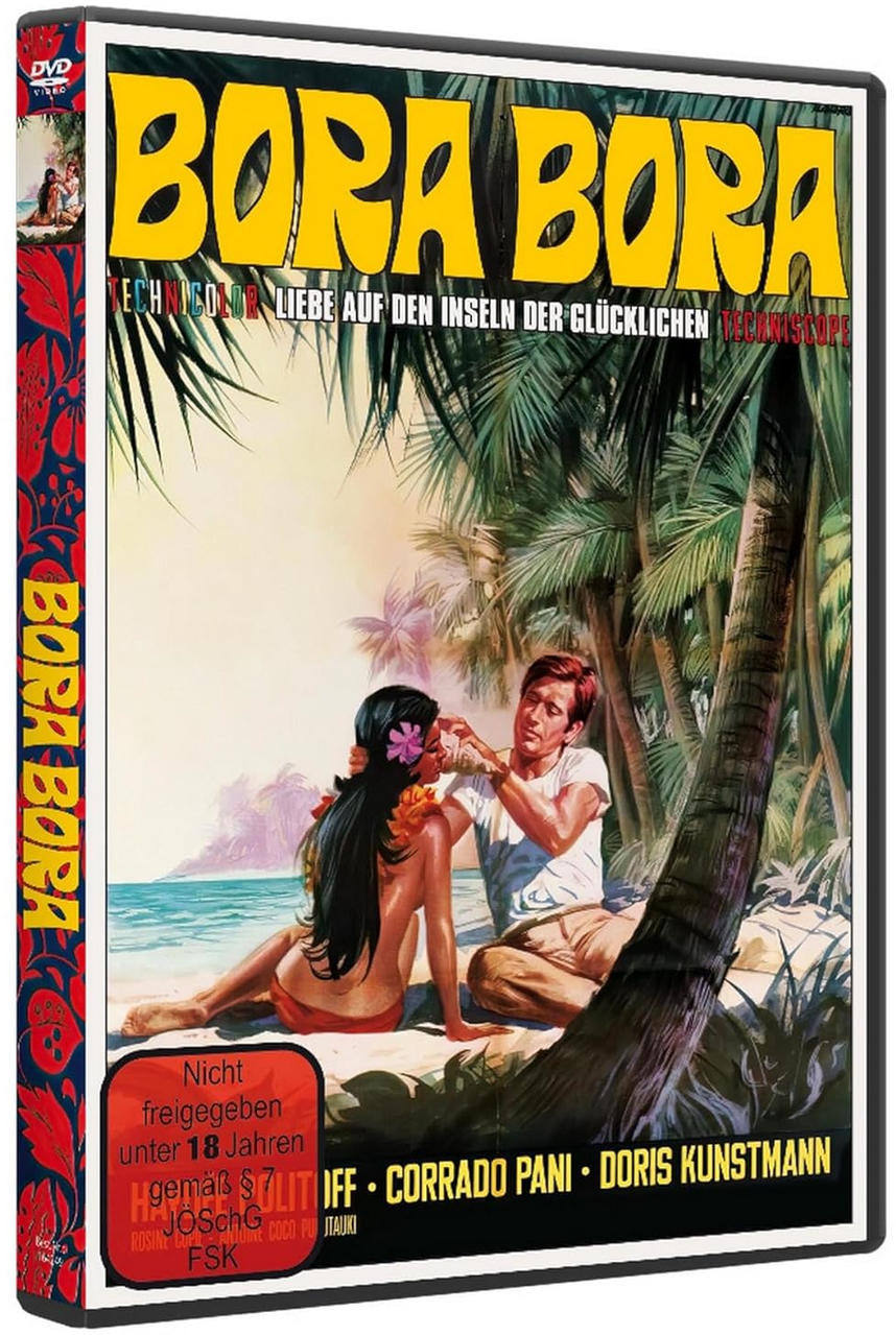 Bora Bora DVD-Cover, ein Mann und eine Frau am Strand, Text auf Deutsch.