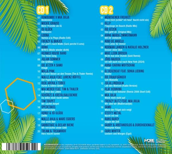 CD-Cover mit Songtiteln und Künstlernamen, farbenfrohes Design.
