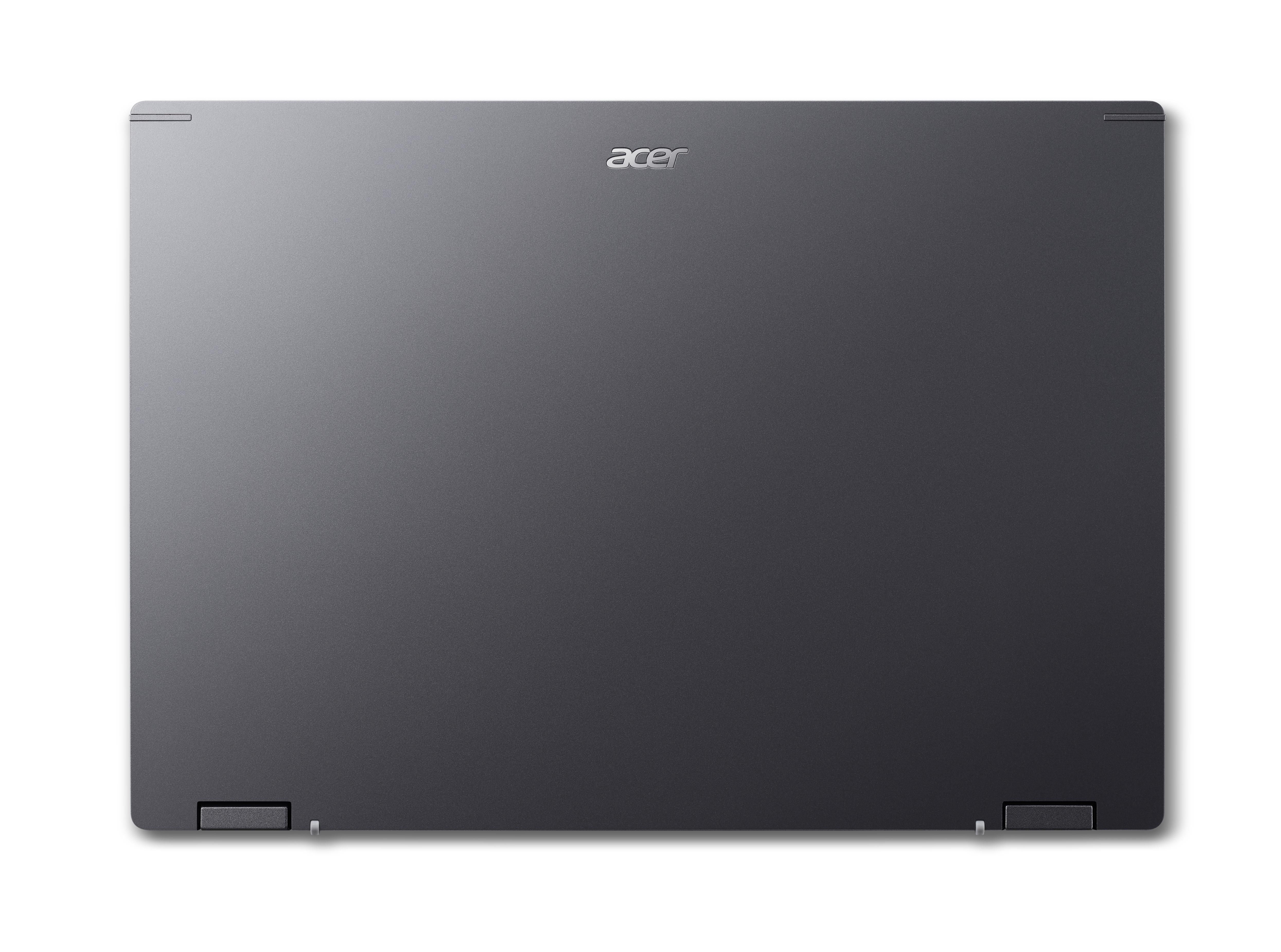 Acer Laptop-Rückseite, grau, mit Acer-Logo.