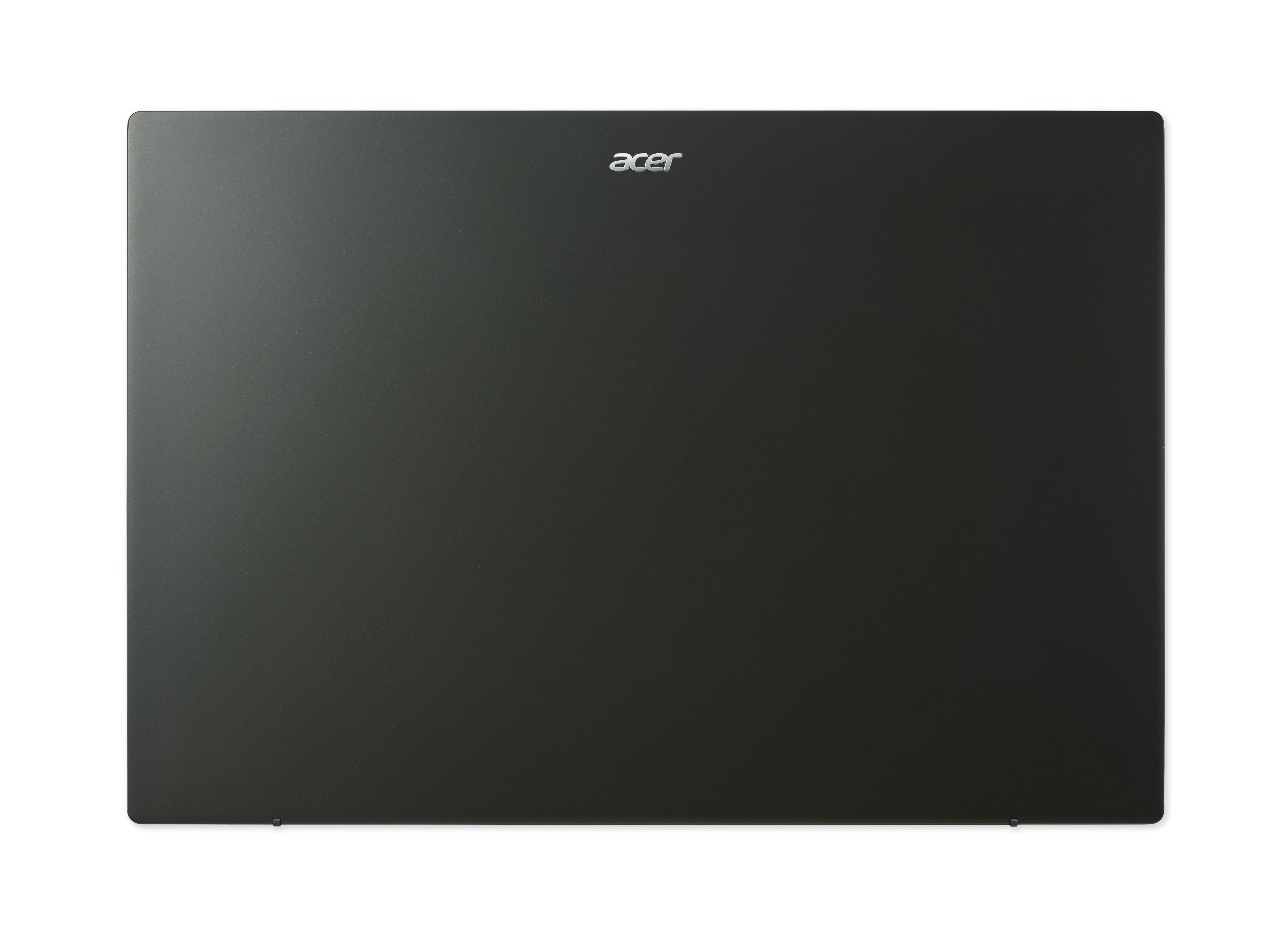 Schwarzer Laptop mit Acer-Logo auf weißem Hintergrund.