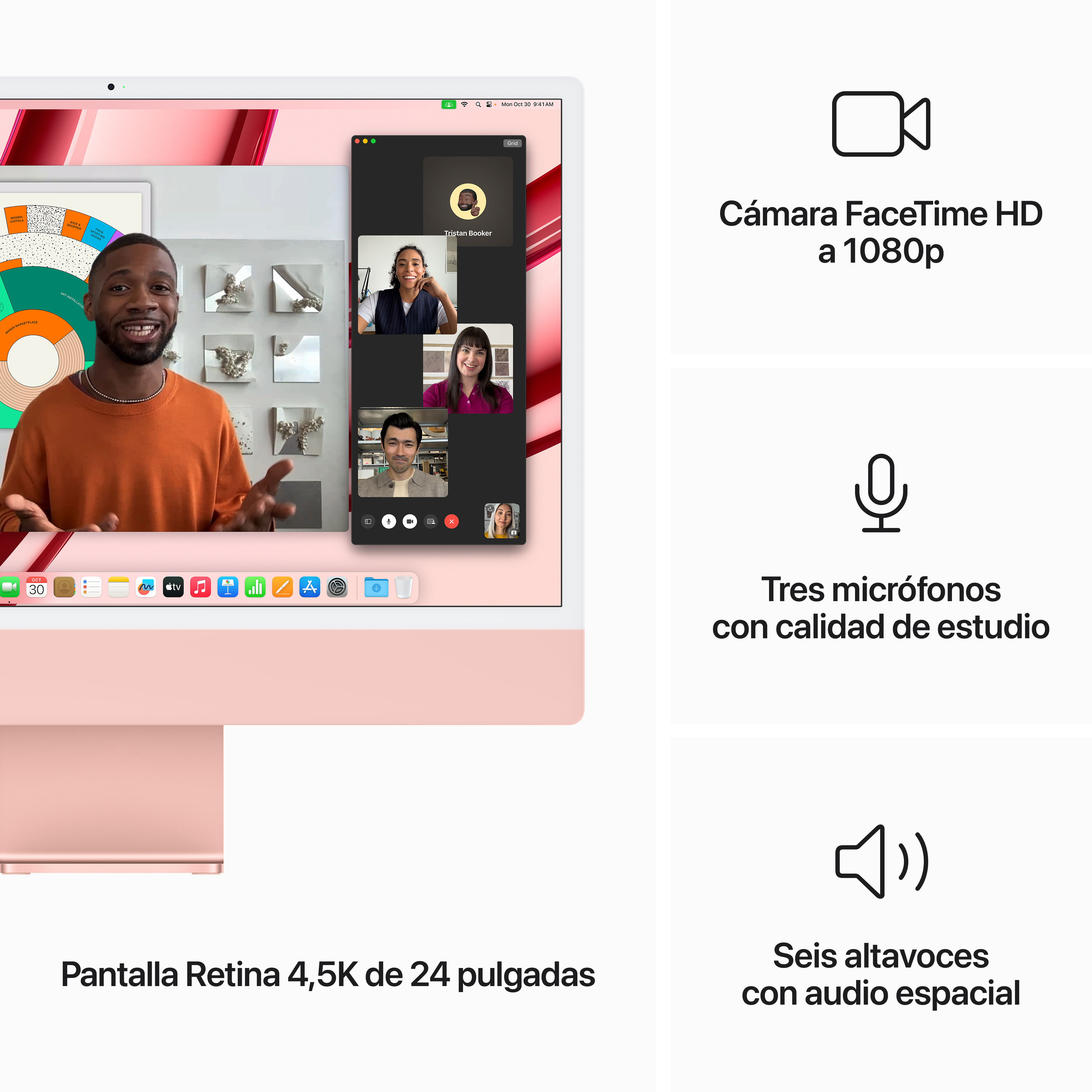 Apple iMac (2023) MQRD3Y/A, 24" Retina 4.5K, Chip M3, CPU de 8 núcleos, GPU de 8 núcleos, 16GB de RAM, 1TB de SSD, Gigabit Ethernet, Rosa