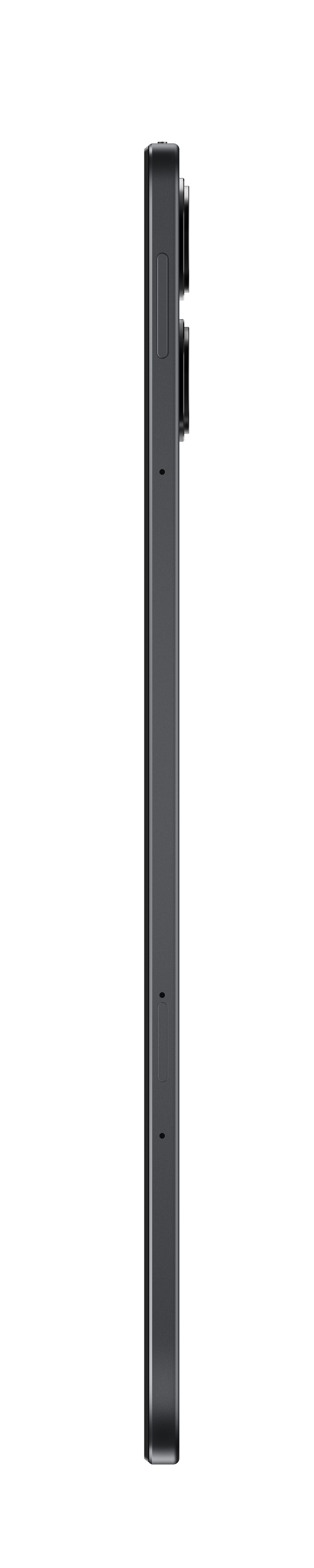 Schwarzes Smartphone-Seitenansicht mit Tasten.