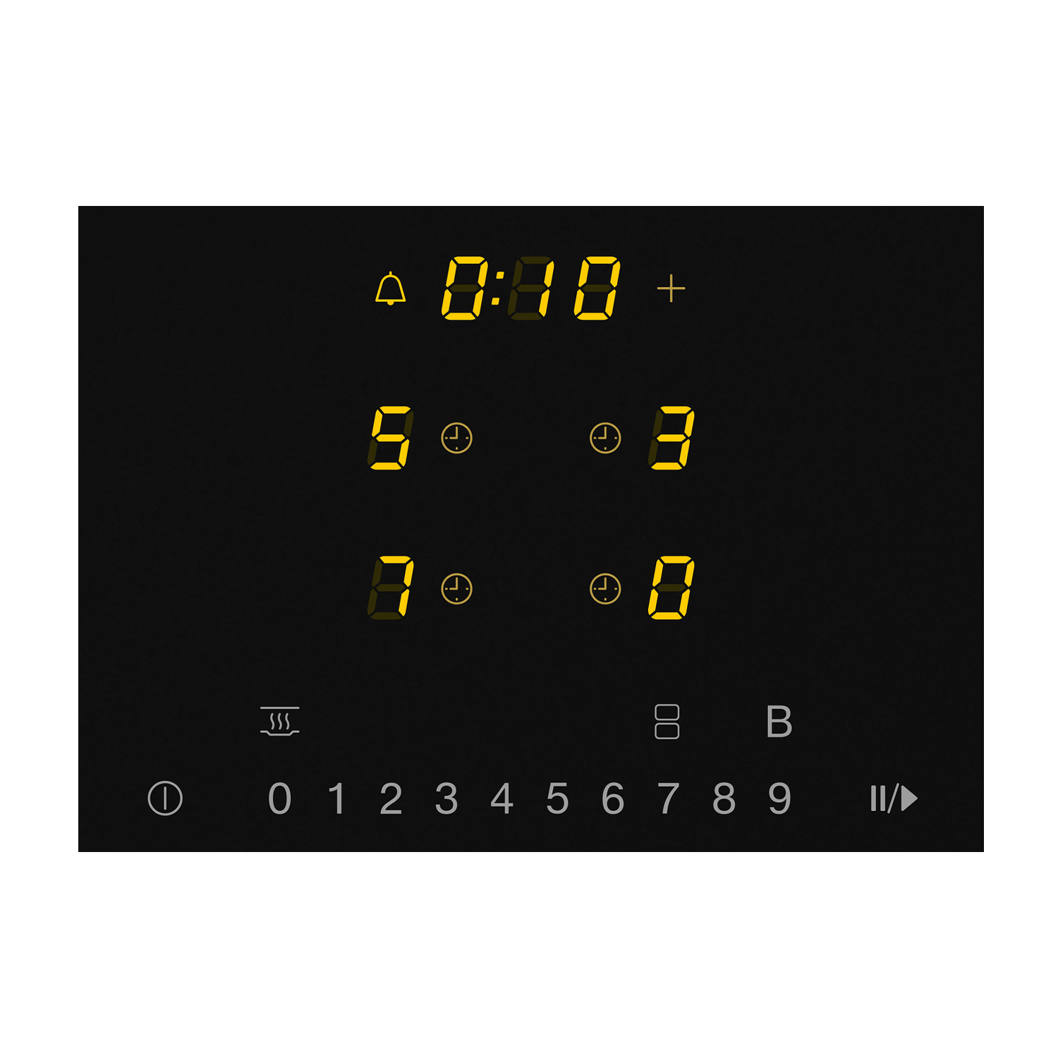 Il display digitale mostra 0:10 e i numeri 5, 3, 7 e 0 con pulsanti di controllo.