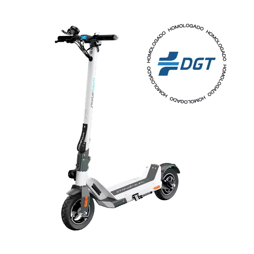 Patinete eléctrico - Skate Flash Model US, 800 W, 120 kg,  16000 mAh, 25 km/h, Autonomía 50 km, Blanco