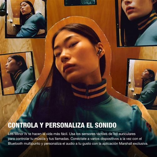 Una mujer posando para una foto con múltiples imágenes de sí misma y texto.