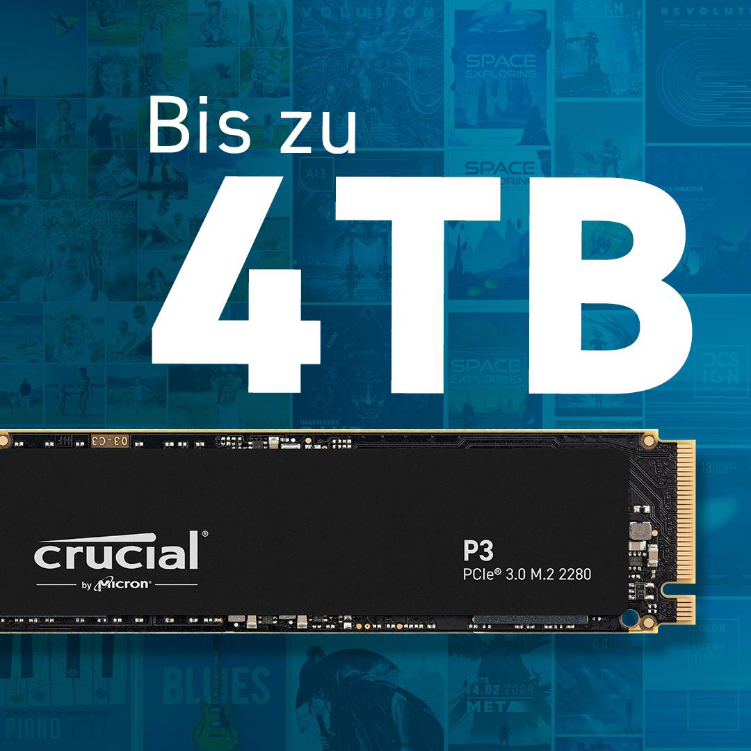 CRUCIAL P3 NVMe M.2 2280SS Festplatte, 4000 GB SSD M.2 via NVMe, intern ...