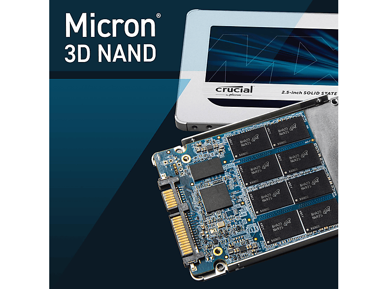 CRUCIAL MX500 Festplatte, 1 TB SSD SATA 6 Gbps, 2,5 Zoll, intern