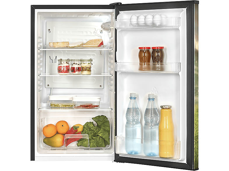 OK. OFR 181 E B Fussball Vollraumkühlschrank (91 l, E, 84,5 cm hoch}, Schwarz)