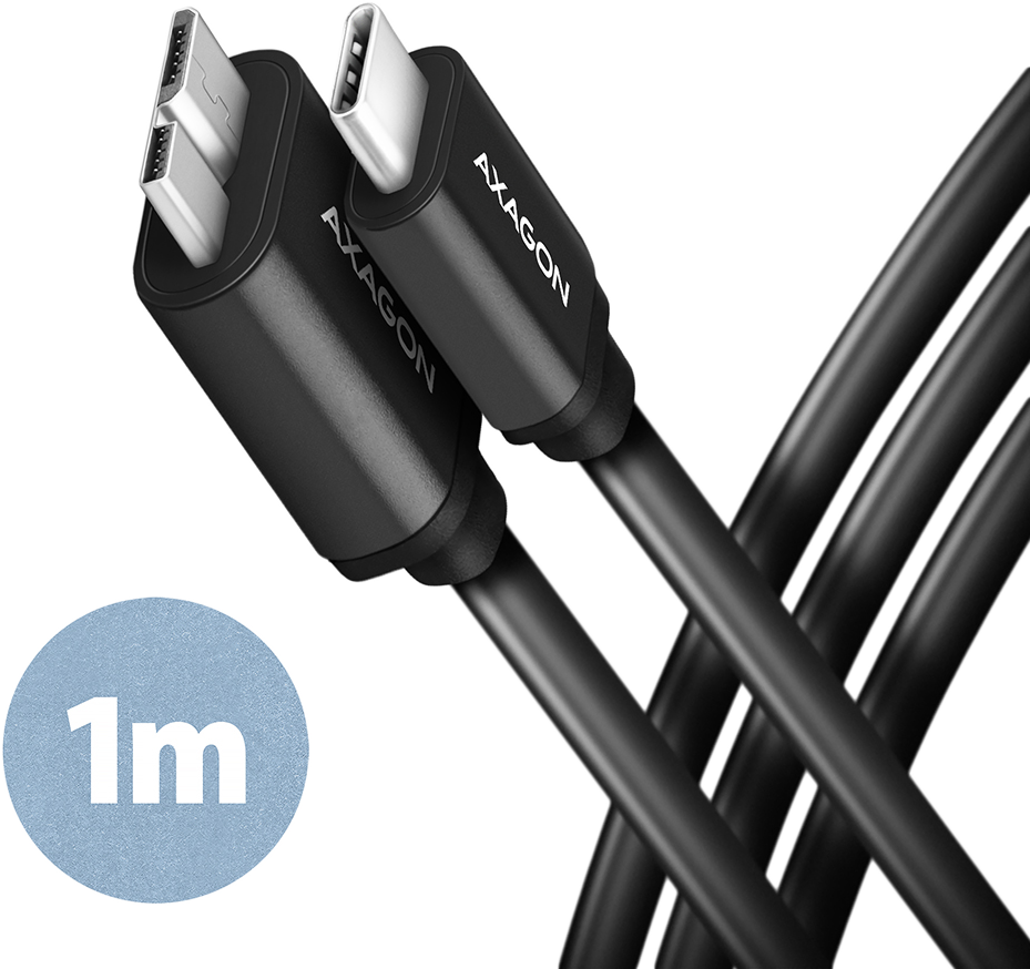 AXAGON USB Type-C 3.2 Gen 1 - micro-B adatkábel, méter, fekete (BUMM3-CM10A)