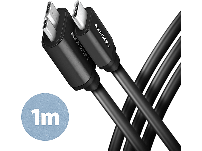 AXAGON USB Type-C 3.2 Gen 1 - micro-B adatkábel, méter, fekete (BUMM3-CM10A)