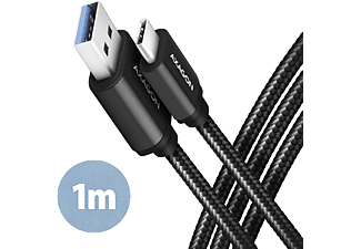 AXAGON USB-A 3.2 Gen 1 - USB Type-C adat és töltőkábel, 1 méter, fekete (BUCM3-AM10AB)