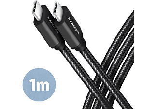 AXAGON USB Type-C 3.2 Gen 1 -USB Type-C adat és töltőkábel, PD 60W, 3A, 1 méter, fekete (BUCM3-CM10AB)