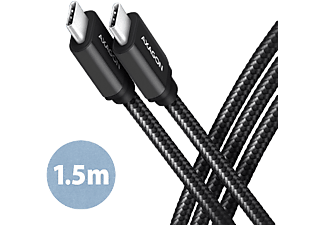 AXAGON USB Type-C 3.2 Gen 1 -USB Type-C adat és töltőkábel, PD 60W, 3A, 1,5 méter, fekete (BUCM3-CM15AB)