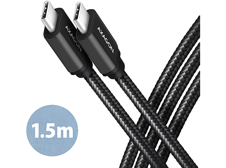 AXAGON USB Type-C 3.2 Gen 1 -USB adat és töltőkábel, PD 60W, 3A, 1,5 méter, fekete (BUCM3-CM15AB)