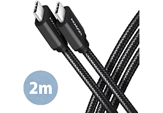 AXAGON USB Type-C 3.2 Gen 1 -USB Type-C adat és töltőkábel, PD 60W, 3A, 2 méter, fekete (BUCM3-CM20AB)