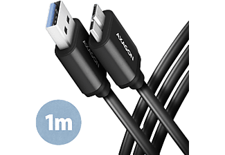 AXAGON USB-A 3.2 Gen 1 - USB micro-B adatkábel, 1 méter, fekete (BUMM3-AM10AB)