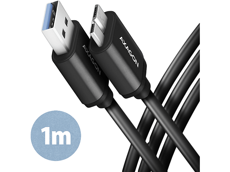 AXAGON USB-A 3.2 Gen 1 - USB micro-B adatkábel, méter, fekete (BUMM3-AM10AB)