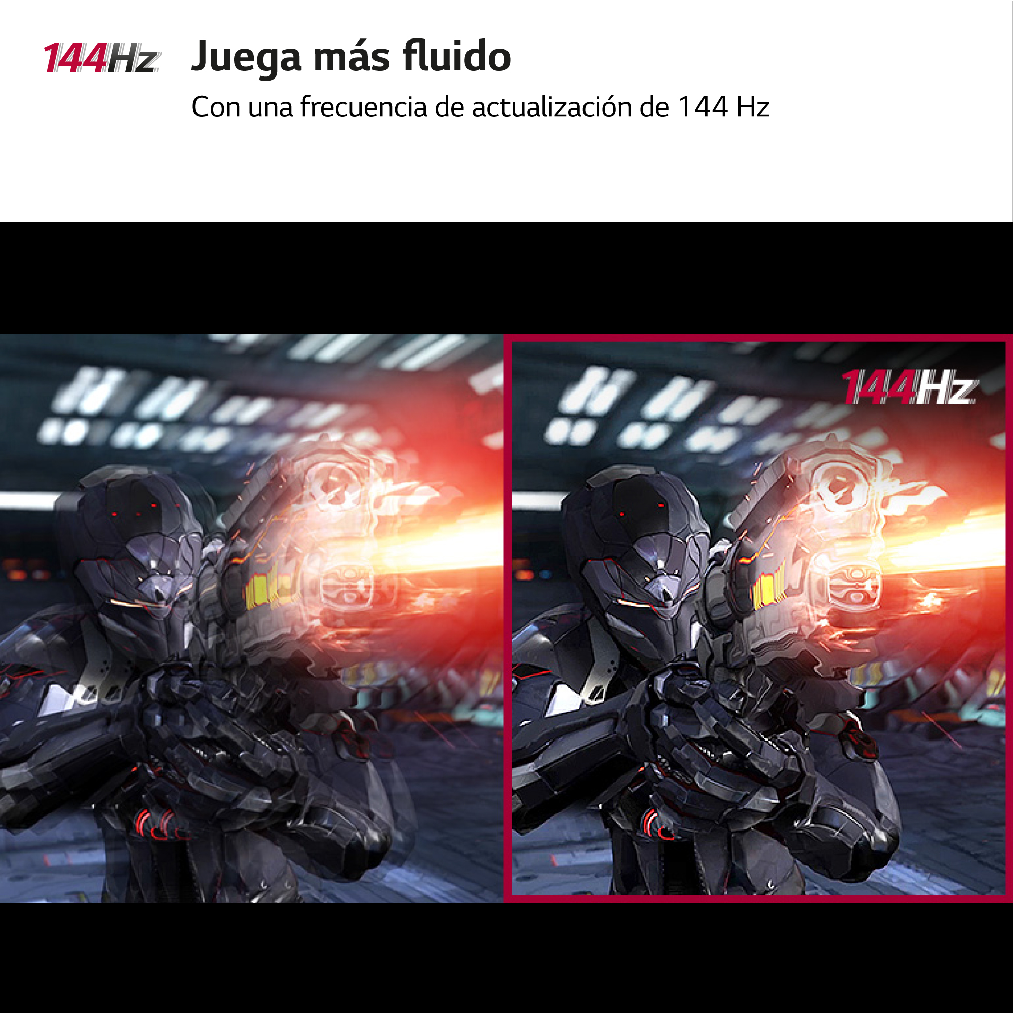 Dos imágenes, escena de juego, un soldado con un arma. La imagen izquierda es borrosa, la derecha nítida.