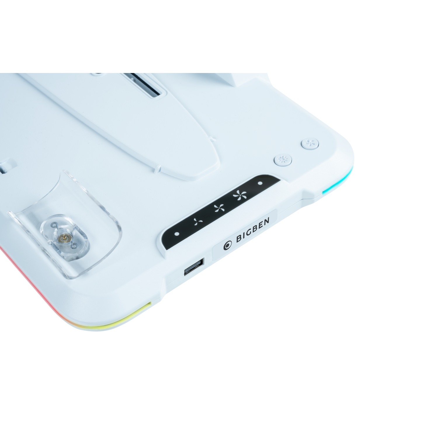 White device with buttons and a USB port. Bigben logo is visible.