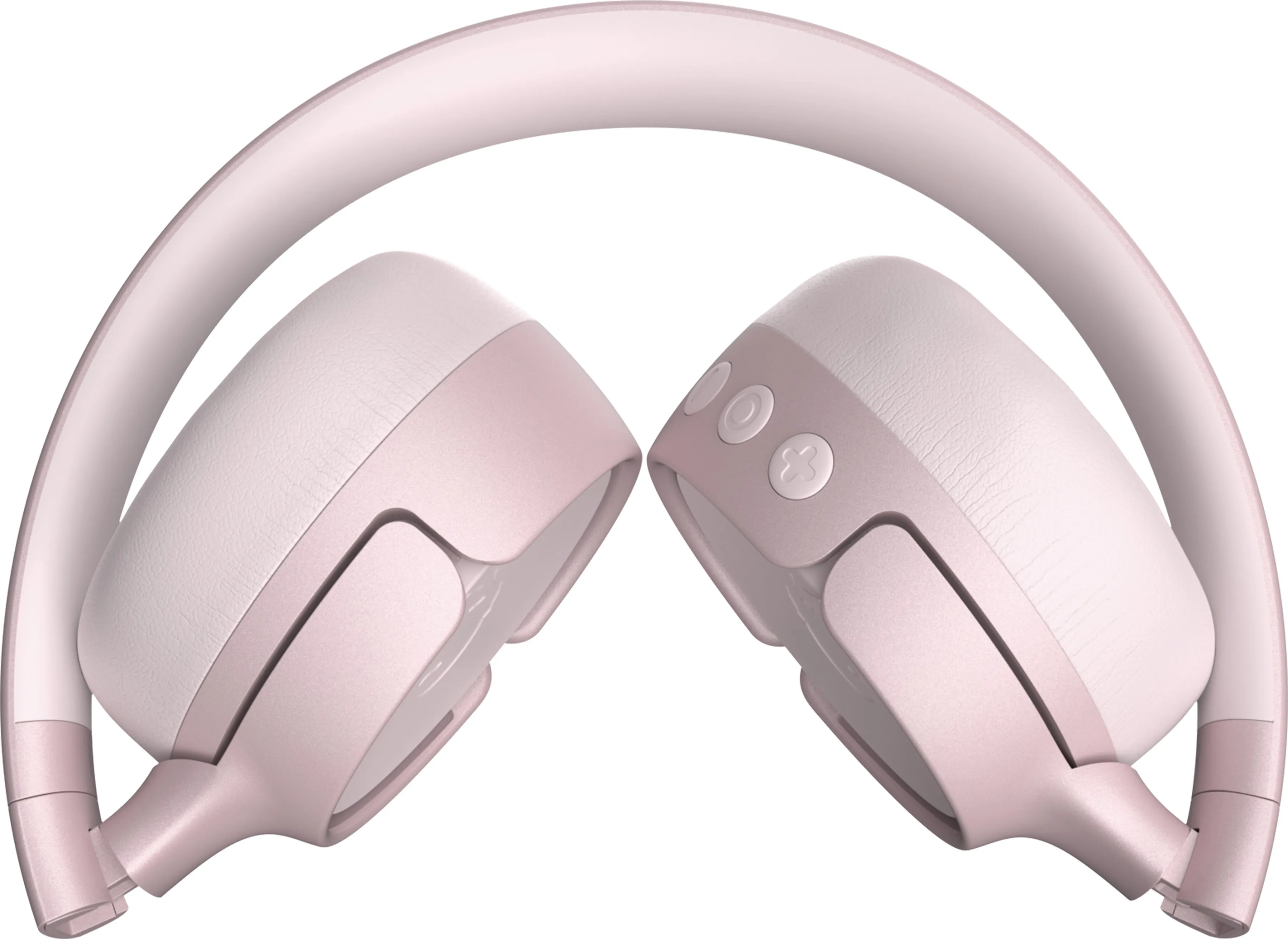 Cuffie rosa e bianche piegate.