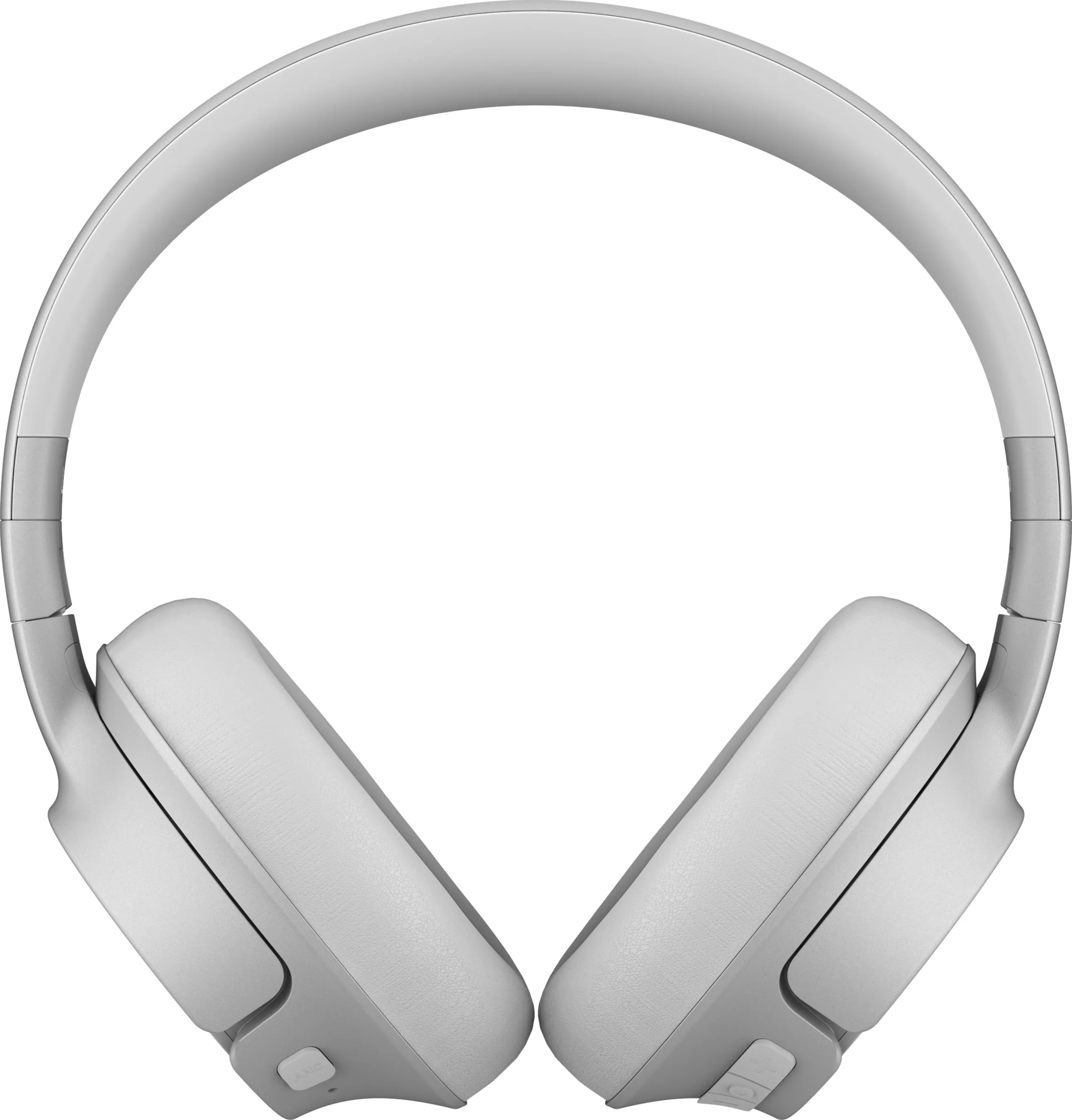 Casque circum-auriculaire blanc, vu d'en haut.