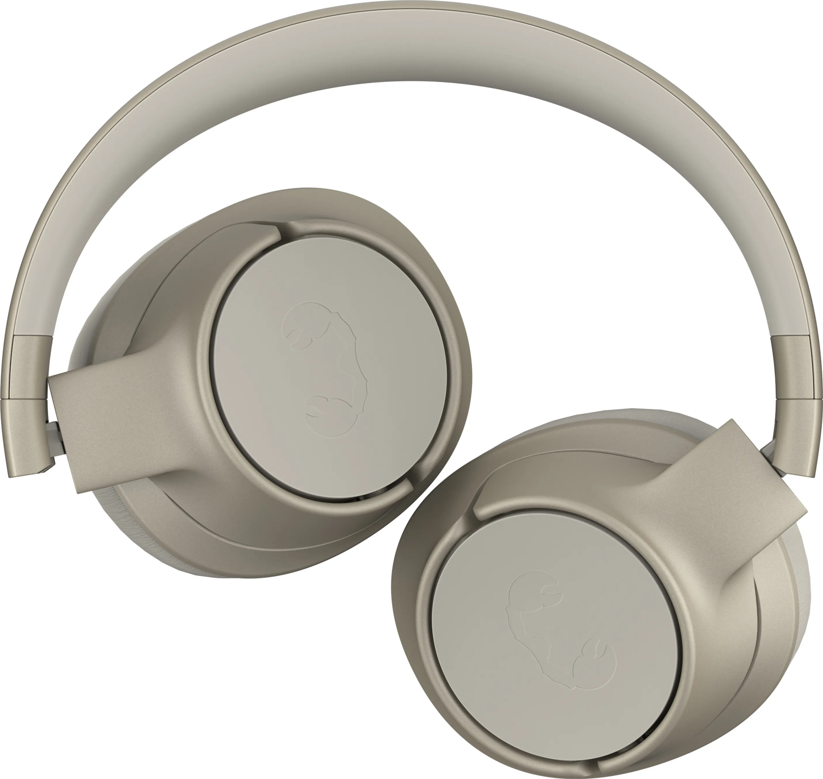 Casque de couleur gris clair, sur fond blanc.