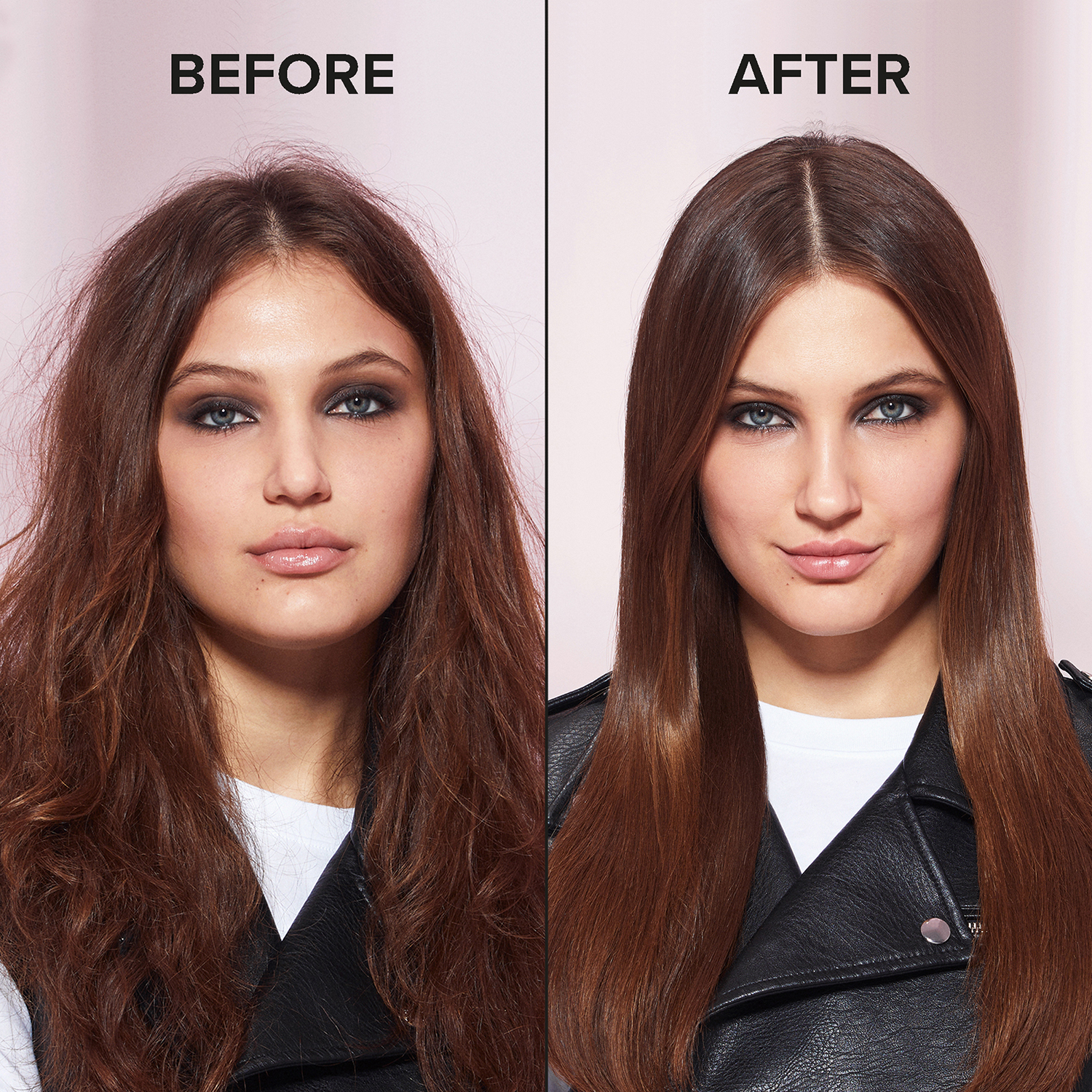 Immagini del prima e del dopo di una donna con i capelli, che mostrano un cambio di stile.