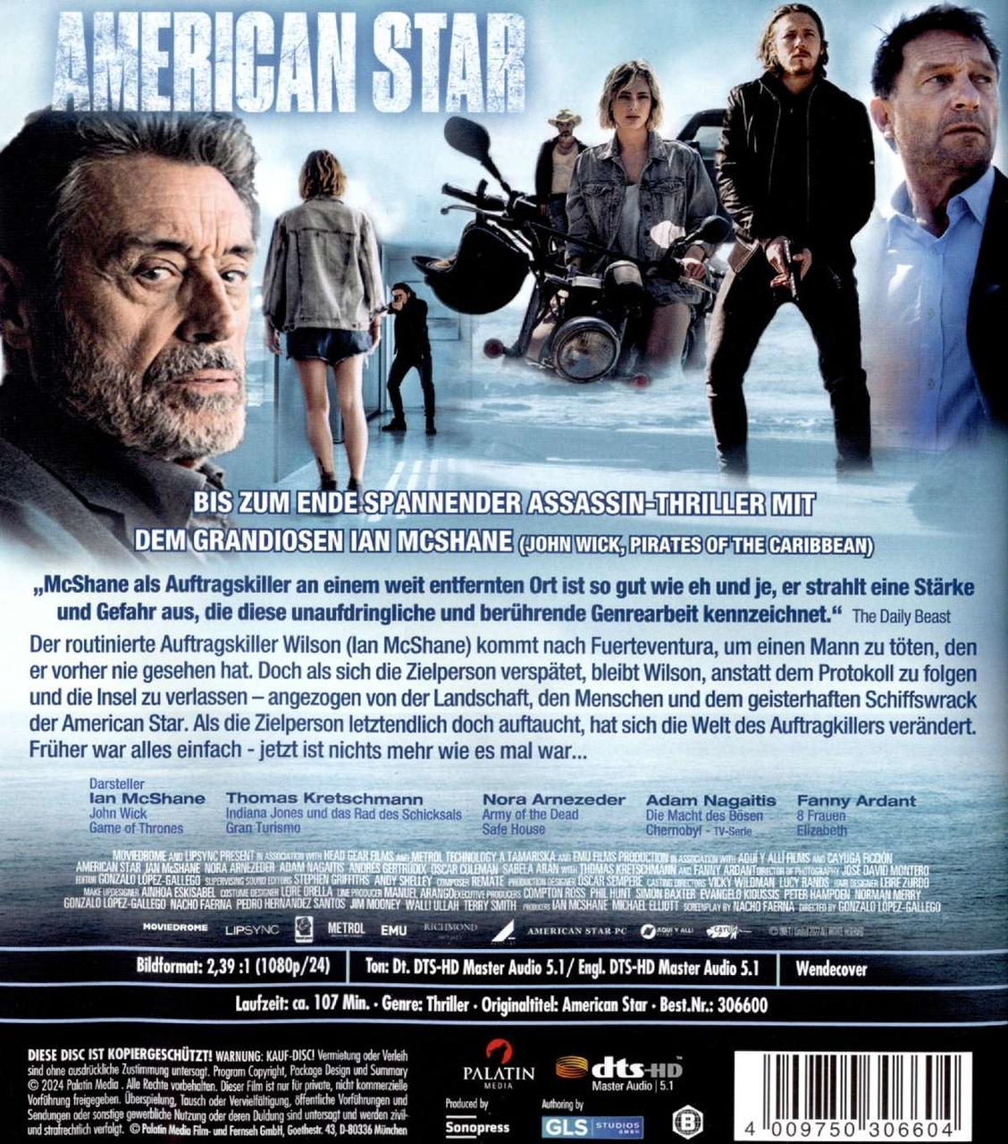 Filmcover mit Schauspieler Ian McShane. Text in mehreren Sprachen. Ein Motorrad ist zu sehen.