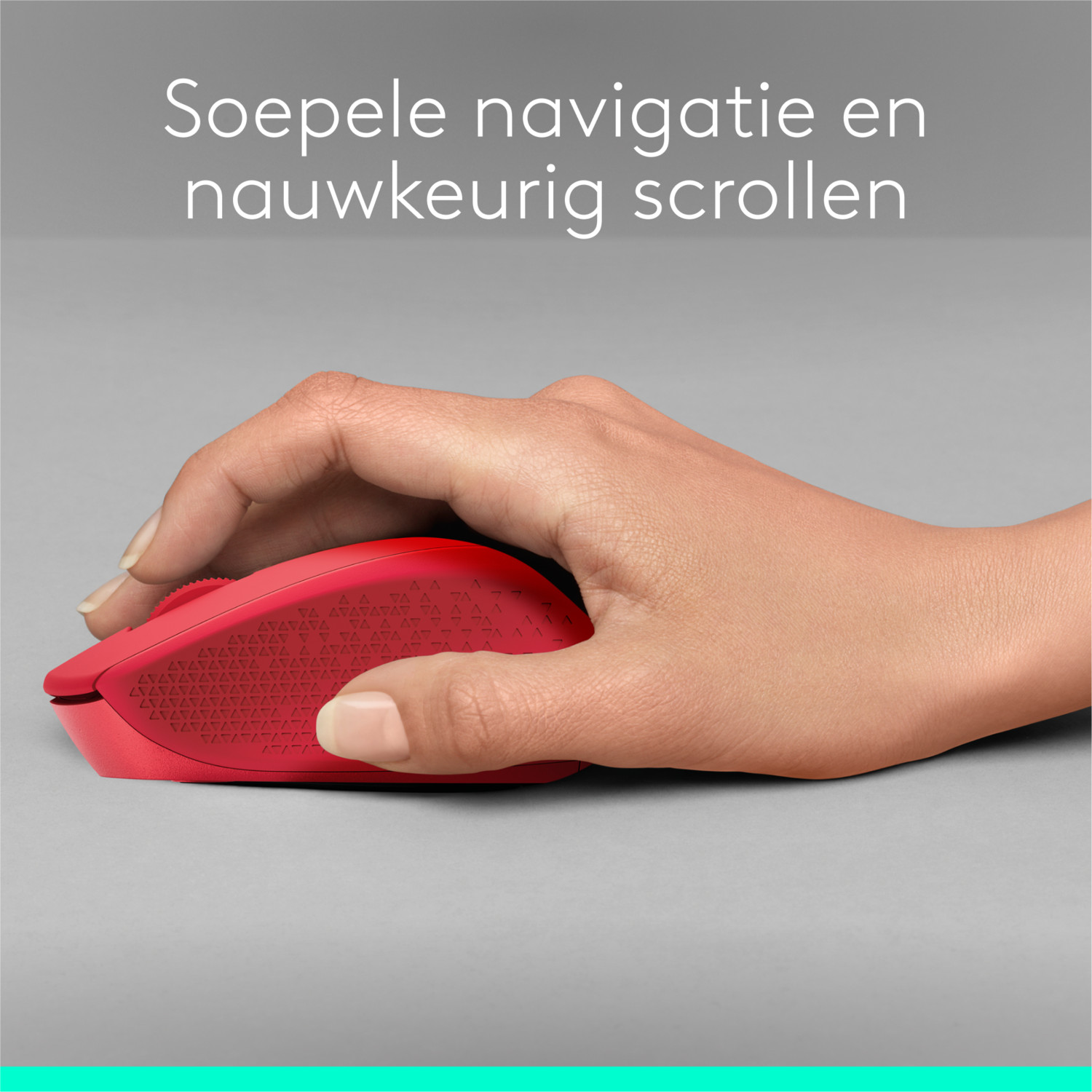 Red mouse. A hand is on the mouse with text about navigation and scrolling.