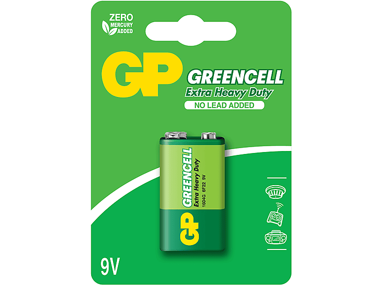 GP 1X Grencell 9V Boy Kare Çinko Karbon Pil