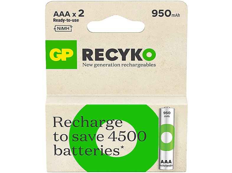 Gp 2X 950 mAh Şarj Edilebilir AAA Boy İnce Pil