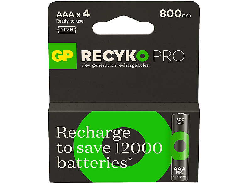 GP 4X 800 mAh Recyko Pro Şarj Edilebilir AAA Boy İnce Pil